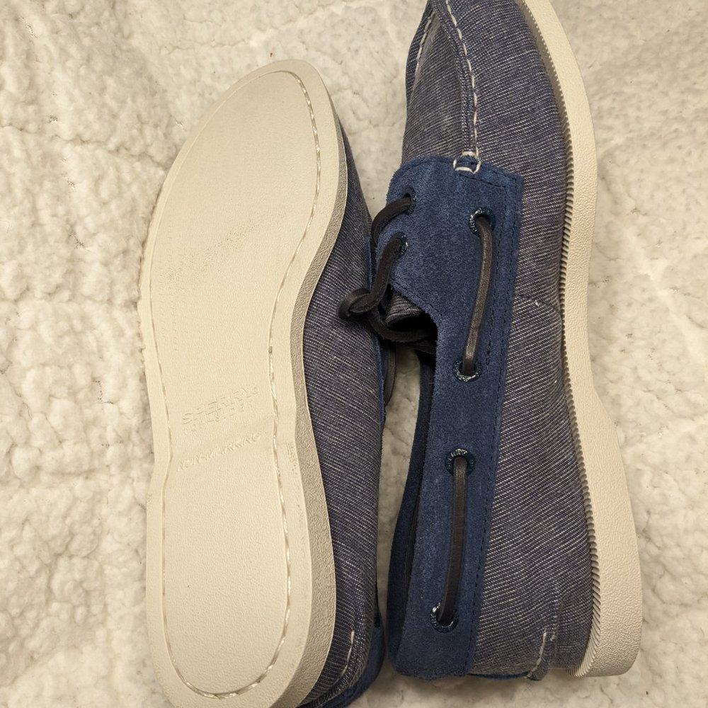 NWOT Sperry Men's Denim Deck Shoes with Leather Ties Size 8.5M - Picture 3 of 3